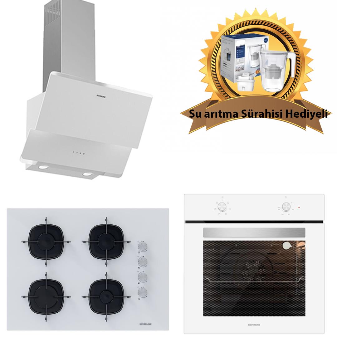 Silverline Beyaz Cam Ankastre Set 3490 - CS5665W01 65cm Ocak - BO6501W01