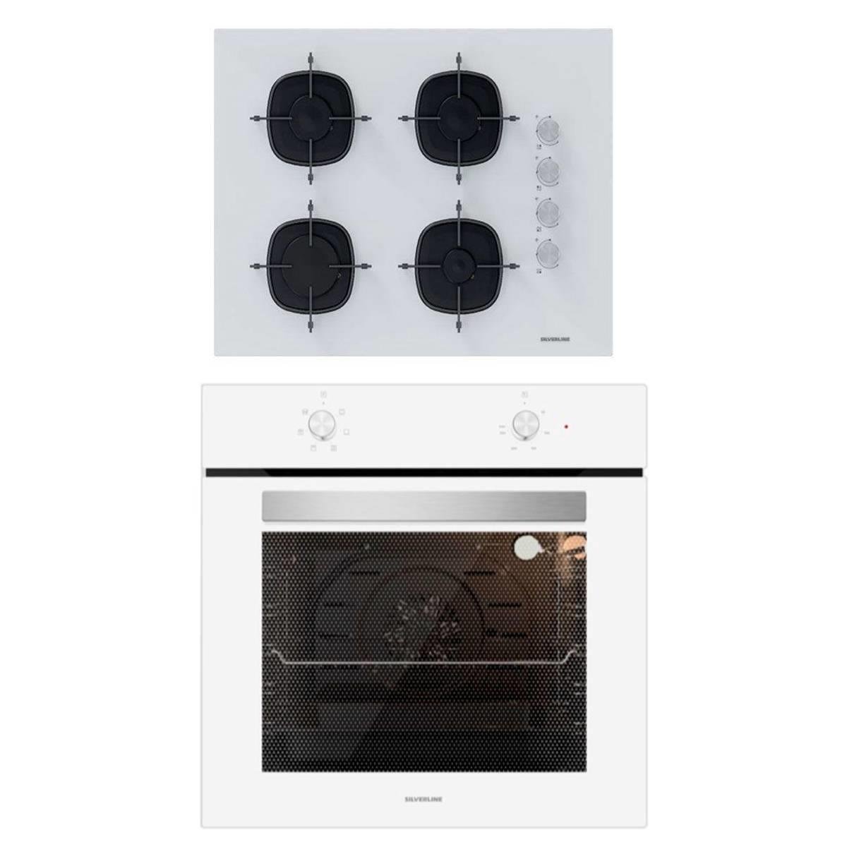 Silverline 2'li ikili Beyaz Cam Ankastre Set CS5665W01 65cm ocak - BO6501W01 Turbo