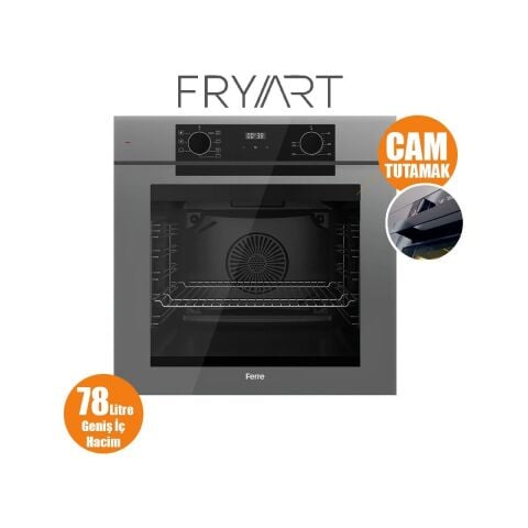 Ferre Fryart-Sılentart Serisi Gri Set (SS038 + QEP63CPR +D079-SA) - Döküm Izgara / 75 cm Ocak