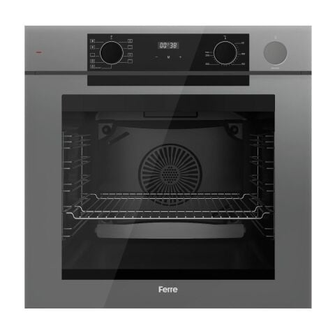 Ferre Steamart-Fryart-Sılentart Serisi Gri Set (SS038 + QEP64CPR +D065-SA) - Emaye Izgara / 75 cm Ocak