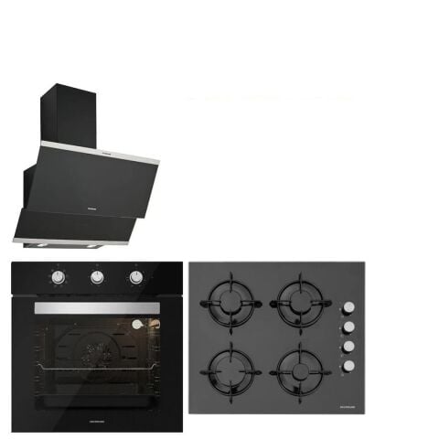 Silverline Siyah Cam Ankastre Set 3420 - CS5335B01 - BO6503B01