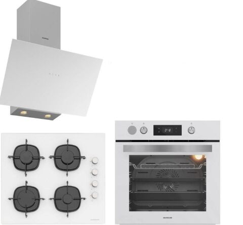 Silverline Beyaz Cam Ankastre Set BO65P4W01-CS5700E6W01-3481 Flam Beyaz (Buhar ve Airfryer Özellikli Fırın)