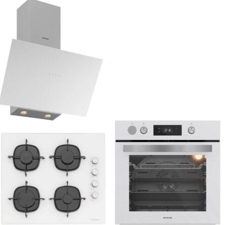 Silverline Beyaz Cam Ankastre Set BO65P4W01-CS5700E6W01-3481 Flam Beyaz (Buhar ve Airfryer Özellikli Fırın)