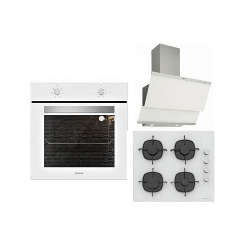 Silverline Beyaz Ankastre Set Classy Beyaz 60 cm Davlumbaz - CS5335W01 Beyaz Ankastre Ocak - B06501W01 Beyaz Ankastre Fırın