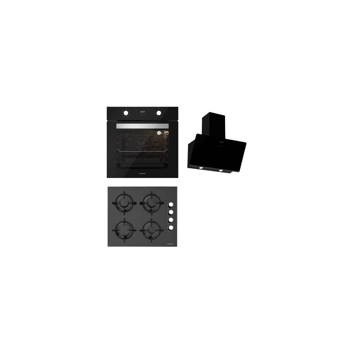 Silverline Siyah Cam Ankastre Set BO6502B02-CS5335B01-3457 Soho