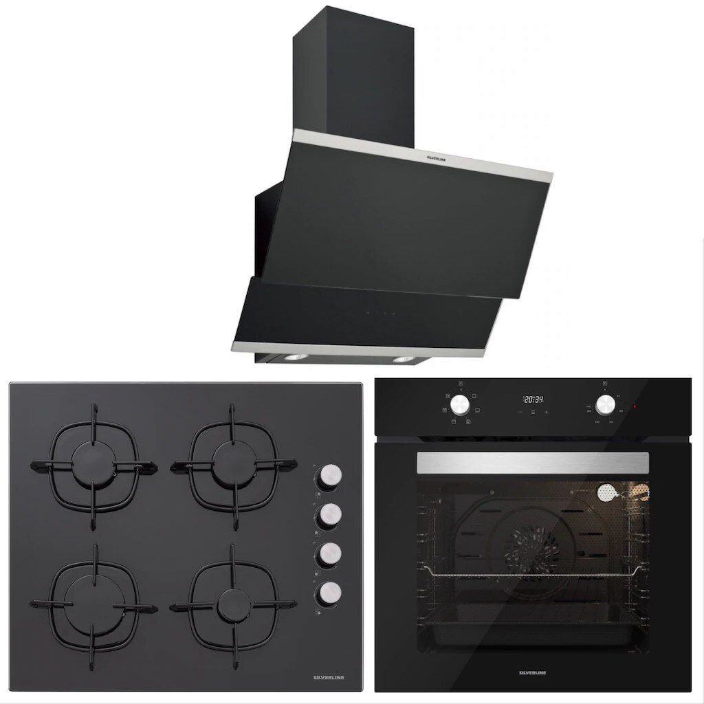 Silverline BO6502B02 - CS5335B01 - 3420  Classy 60 Siyah Cam Ankastre Set