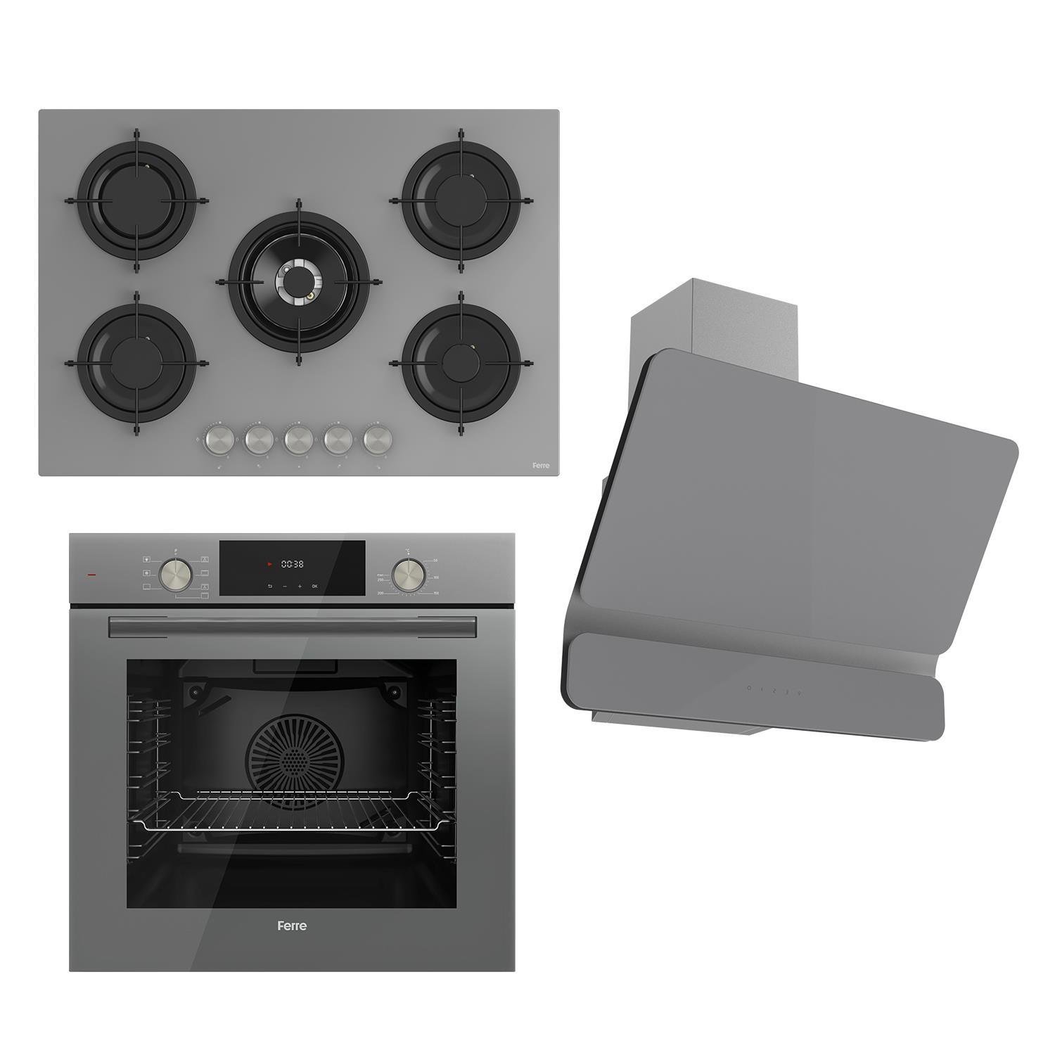 Ferre Flowart Serisi Gri Ankastre Set rs038+ Qms63cpr +d082