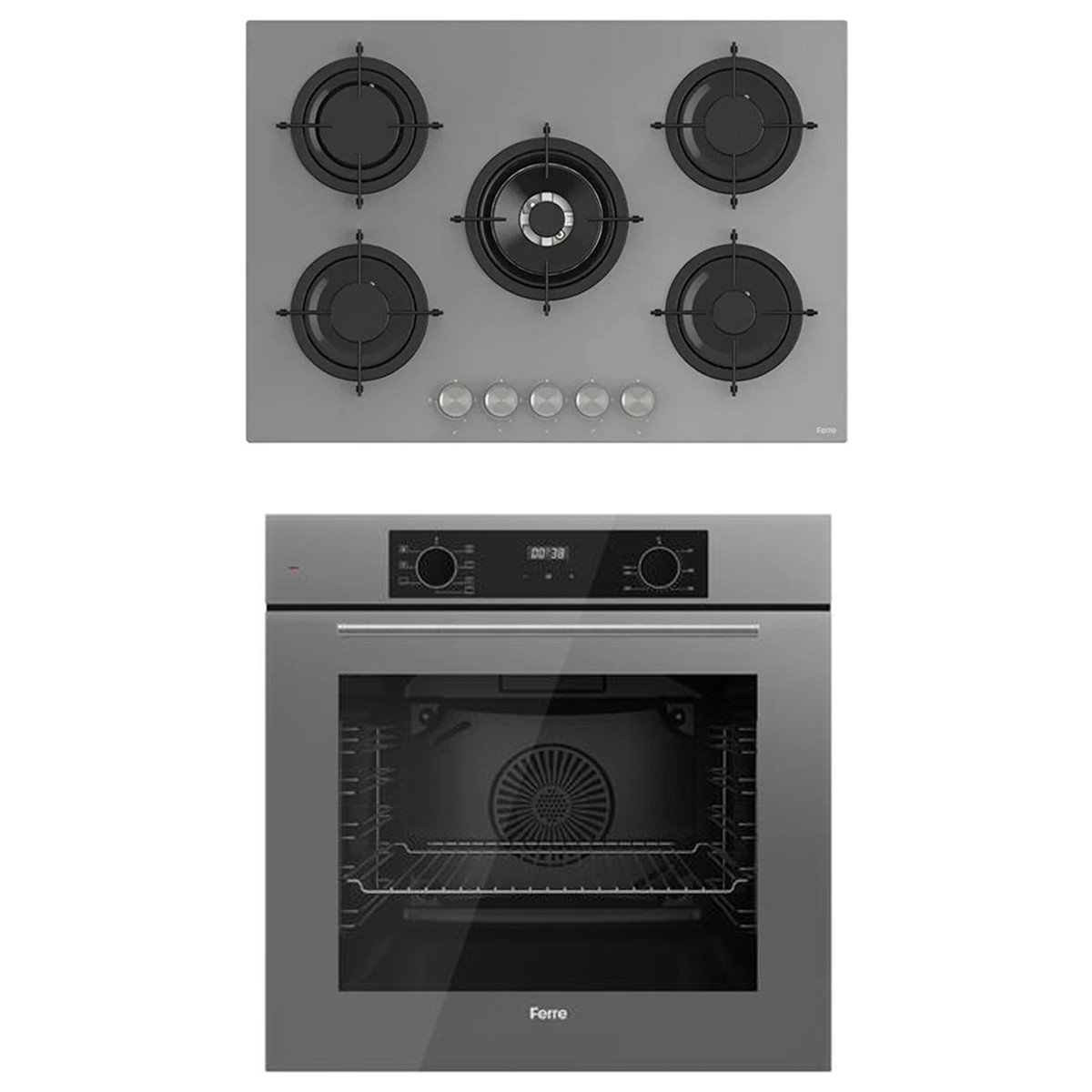 Ferre Icon Plus 75 Serisi 2li Cam Ankastre Set (QBL63CPR-RS038)