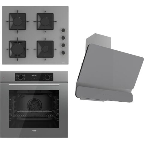 Ferre Flowart Serisi Gri Set (SS208 + QBL63CPR +D082 ) - Emaye Izgara