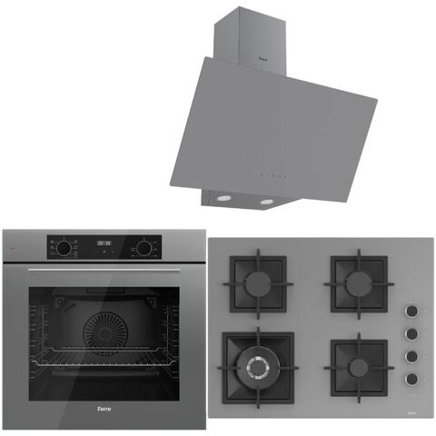 Ferre Icon Plus 75 Serisi 3lü Cam Ankastre Set (QBL63CPR-SC408-D079)