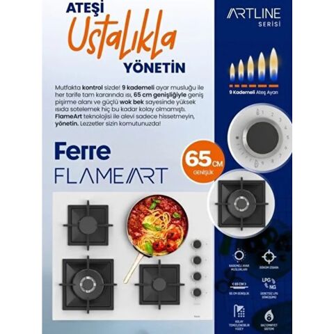 Ferre Icon Plus 75 Serisi 3lü Cam Ankastre Set (QBL63CPR-SC408-D079)
