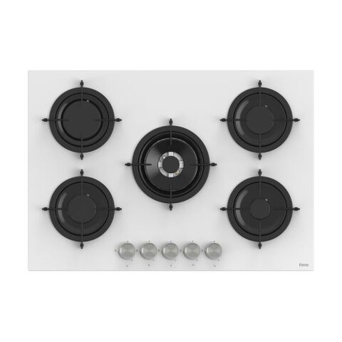 Ferre 2'li Beyaz Cam Ankastre Set Flowart Qms63cb Turbolu - Rs036 Woklu 75cm ocak