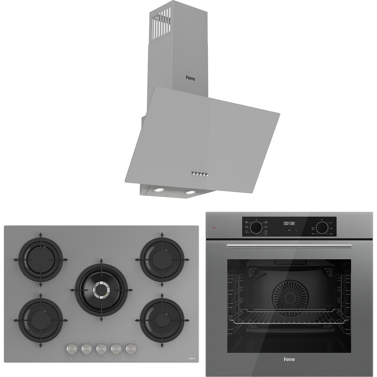 Ferre Flowart Evolis Essential Gri 3'lü Ankastre Set ( QBL63CPR-RS038-D088 )