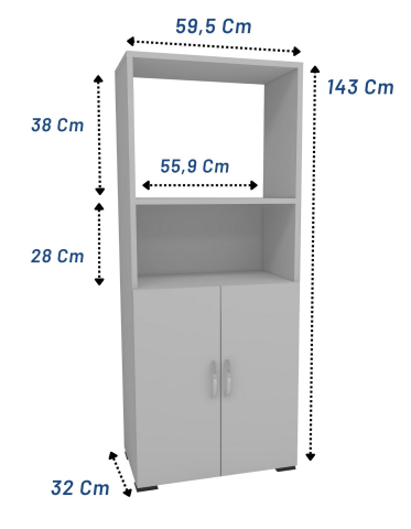 Fafare 2K, Çok Amaçlı Beyaz Dolap, Fırın Dolabı, 2 Kapaklı Bölmeli Mikrodalga Fırın Dolabı, Mini Fırın Mutfak Dolabı