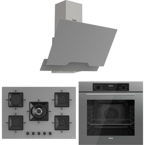 Ferre Flowart Florenz Pro Gri 3'lü Ankastre Set ( QBL63CPR-SS038-D065 )
