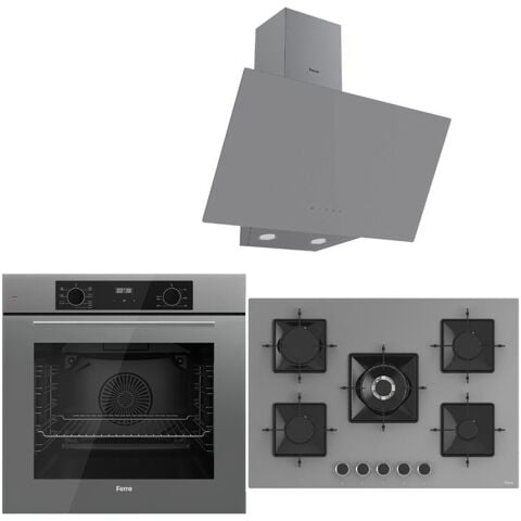 Ferre Icon Plus 75 Serisi 3lü Cam Ankastre Set (QBL63CPR-SS038-D079)