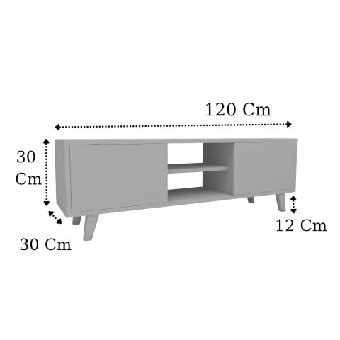 Fafare Beyaz TV Sehpası / TV Ünitesi, Yaşam Ünitesi, Kapaklı Televizyon Sehpası