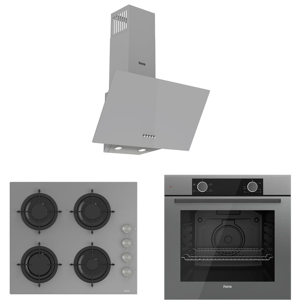 Ferre Pure Cs Serisi Gri Cam Ankastre Set D088 - CS208 - XE61CPR