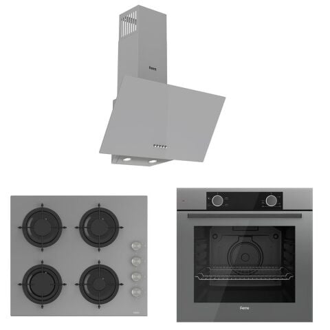 Ferre Pure Cs Serisi Gri Cam Ankastre Set D088 - CS208 - XE61CPR