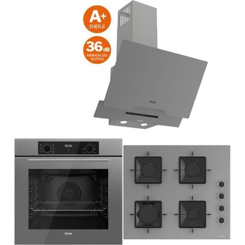 Ferre Gray Plus Serisi 3lü Cam Ankastre Set (QBL63CPR-SS208-D065SA)