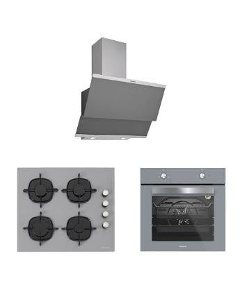 Silverline 3'lü Gri Cam Ankastre Set 3420 Classy 60 Gri+cs5335s02+bo65e1s01