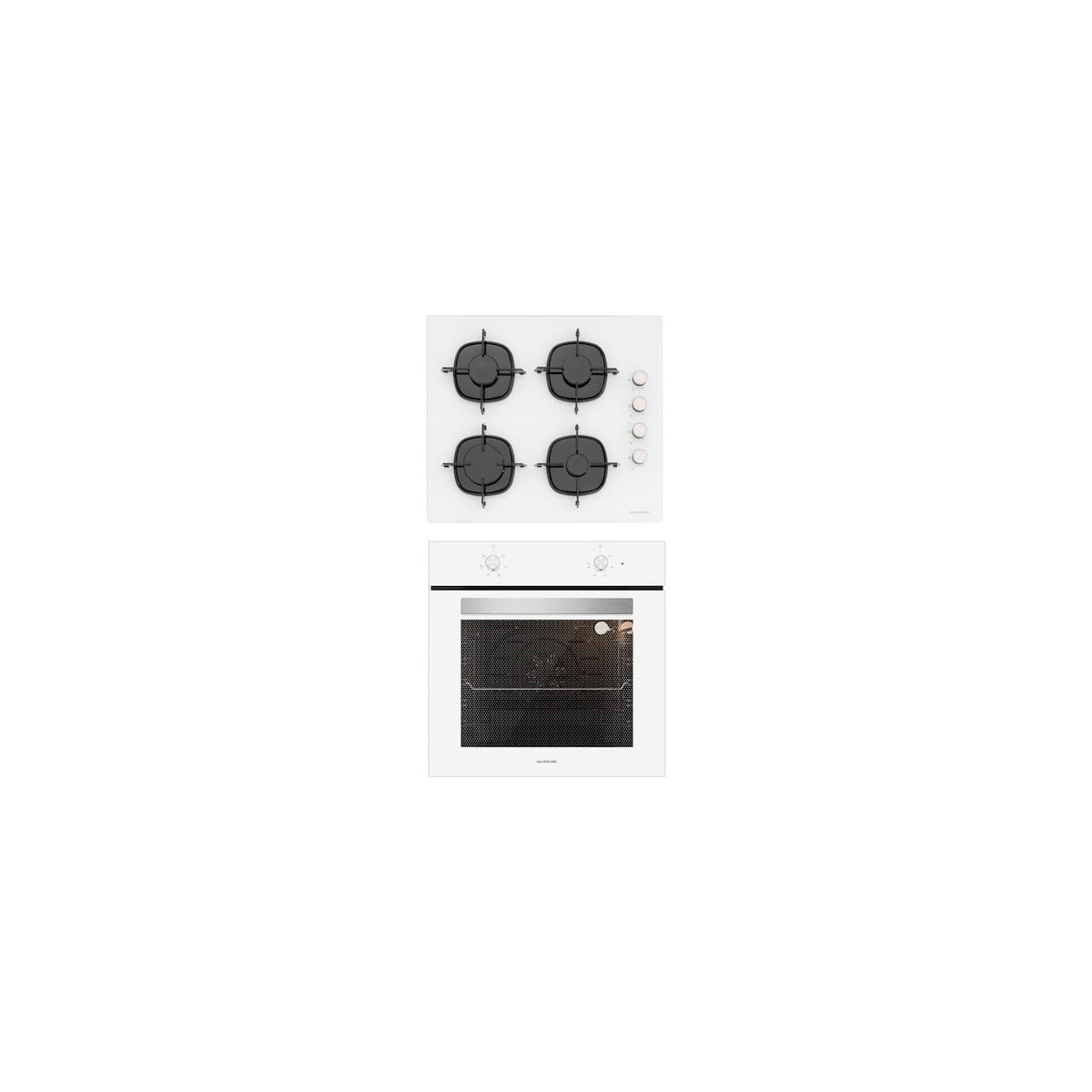Silverline 2'li BO6501W01 - CS5335W01 Beyaz Cam Ankastre Set