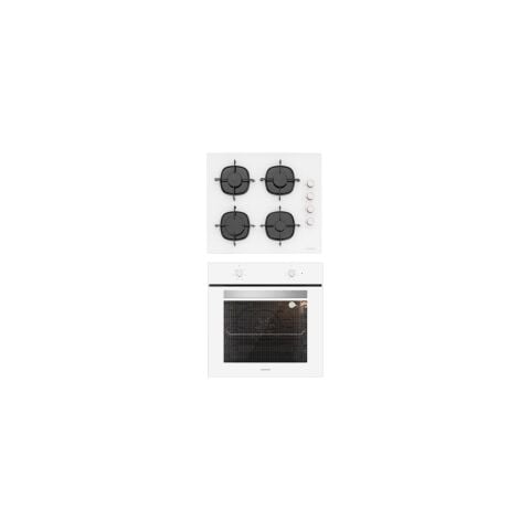 Silverline 2'li BO6501W01 - CS5335W01 Beyaz Cam Ankastre Set