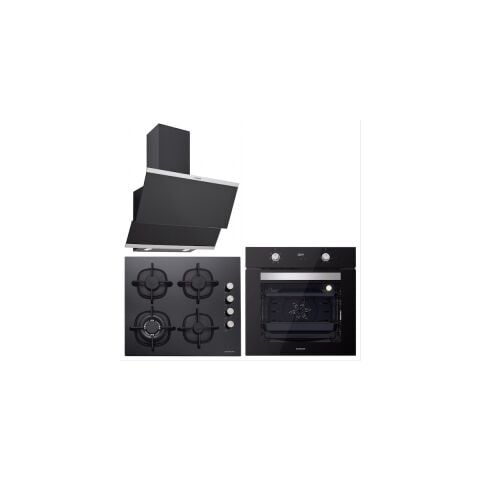 Silverline BO6502B02-CS5429B01-3420 Classy Siyah Cam Ankastre Set