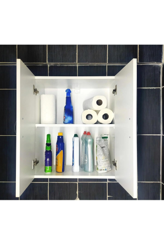 Fafare 2 Kapaklı Beyaz Çok Amaçlı Dolap, Makine Üstü Dolap, 2 Kapaklı Banyo Dolabı