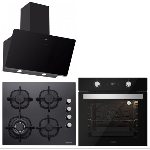 Silverline BO6504B01 - CS5429B01 - 3457 Soho 60 Siyah Cam Ankastre Set