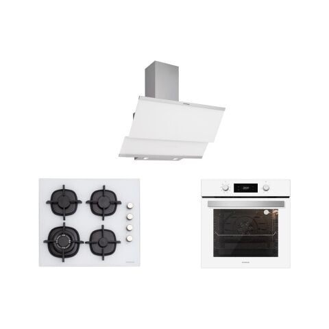 Silverline BO6504W01 - CS5429W01 - 3420 Classy 60 Beyaz Cam Ankastre Set