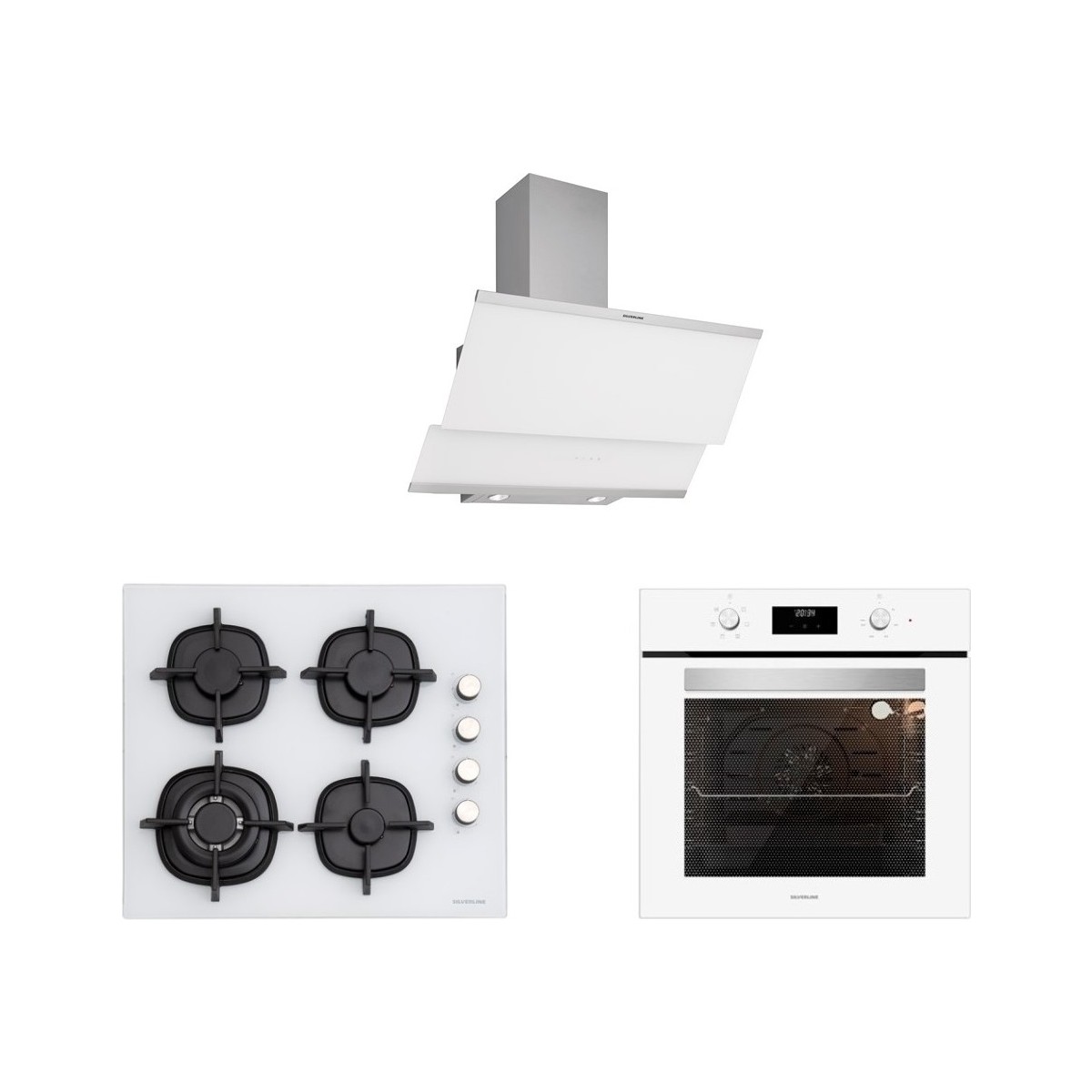 Silverline BO6502W02 - CS5429W01 - 3420 Classy 60 Beyaz Cam Ankastre Set