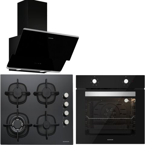 Silverline BO6501B01 - CS5429B01 - 3490 Oslo Siyah Cam Ankastre Set