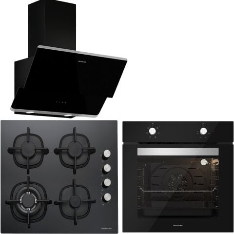 Silverline BO6501B01 - CS5429B01 - 3490 Oslo Siyah Cam Ankastre Set