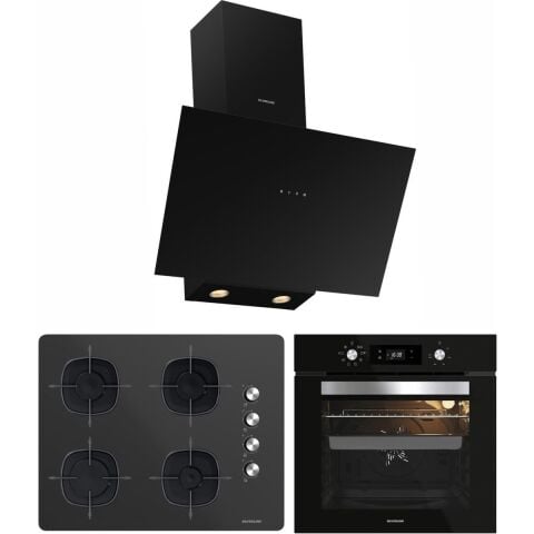 Silverline  Siyah Cam Ankastre Set (3481 Flam 60+CS5665B01 65 cm Ocak +BO65E4B01)