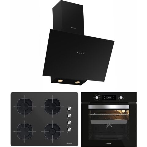 Silverline  Siyah Cam Ankastre Set (3481 Flam 60+CS5665B01 65 cm Ocak +BO65E4B01)
