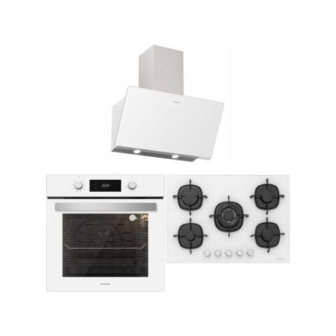 Silverline BO6504W01 - CS5364W01 - 3457 Soho 60 Beyaz Cam Ankastre Set