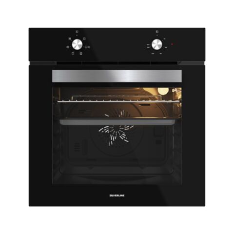 Silverline Siyah Cam Ankastre Set (3490 Oslo Davlumbaz - CS5335B02 Ocak - BO65E1B01 Fırın)
