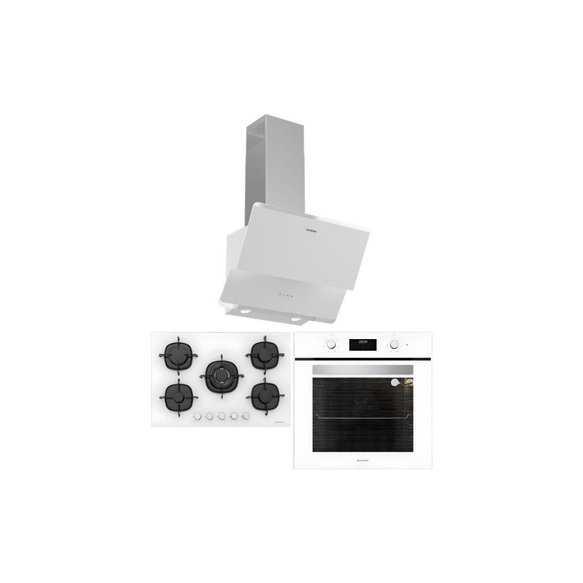 Silverline Beyaz Ankastre Set (CS5801E7W01 OCAK/S2-BO6502W02 FIRIN/3490 Oslo Davlumbaz)