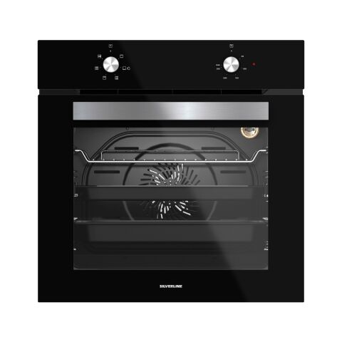 Silverline Siyah Cam Ankastre Set (3490 Oslo Davlumbaz - CS5335B02 Ocak - BO6501B01 Fırın)