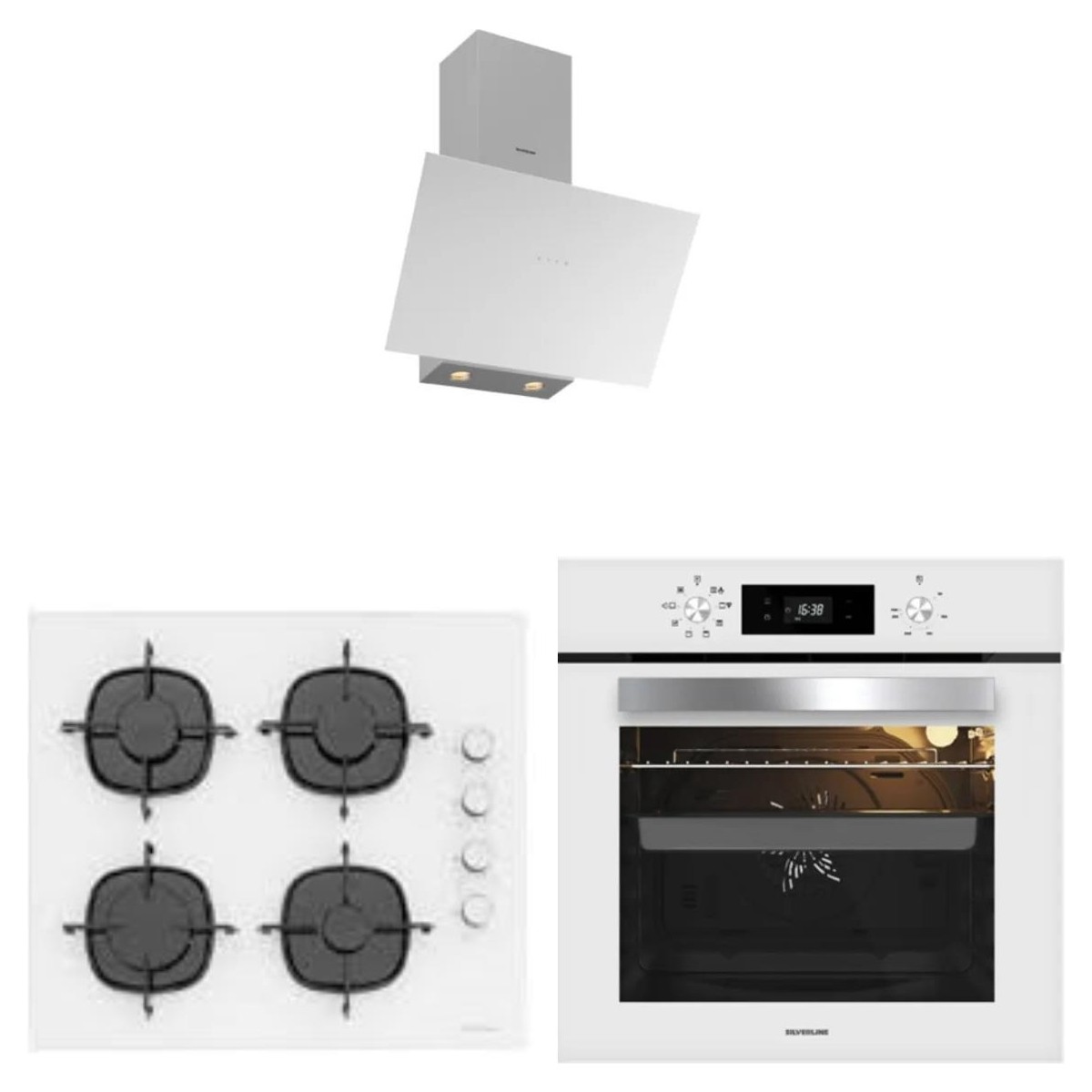 Silverline Beyaz Cam Ankastre Set 3481 - CS5335W01 - BO6502W02 A++ Enerji Sınıfı ile Modern Tasarım
