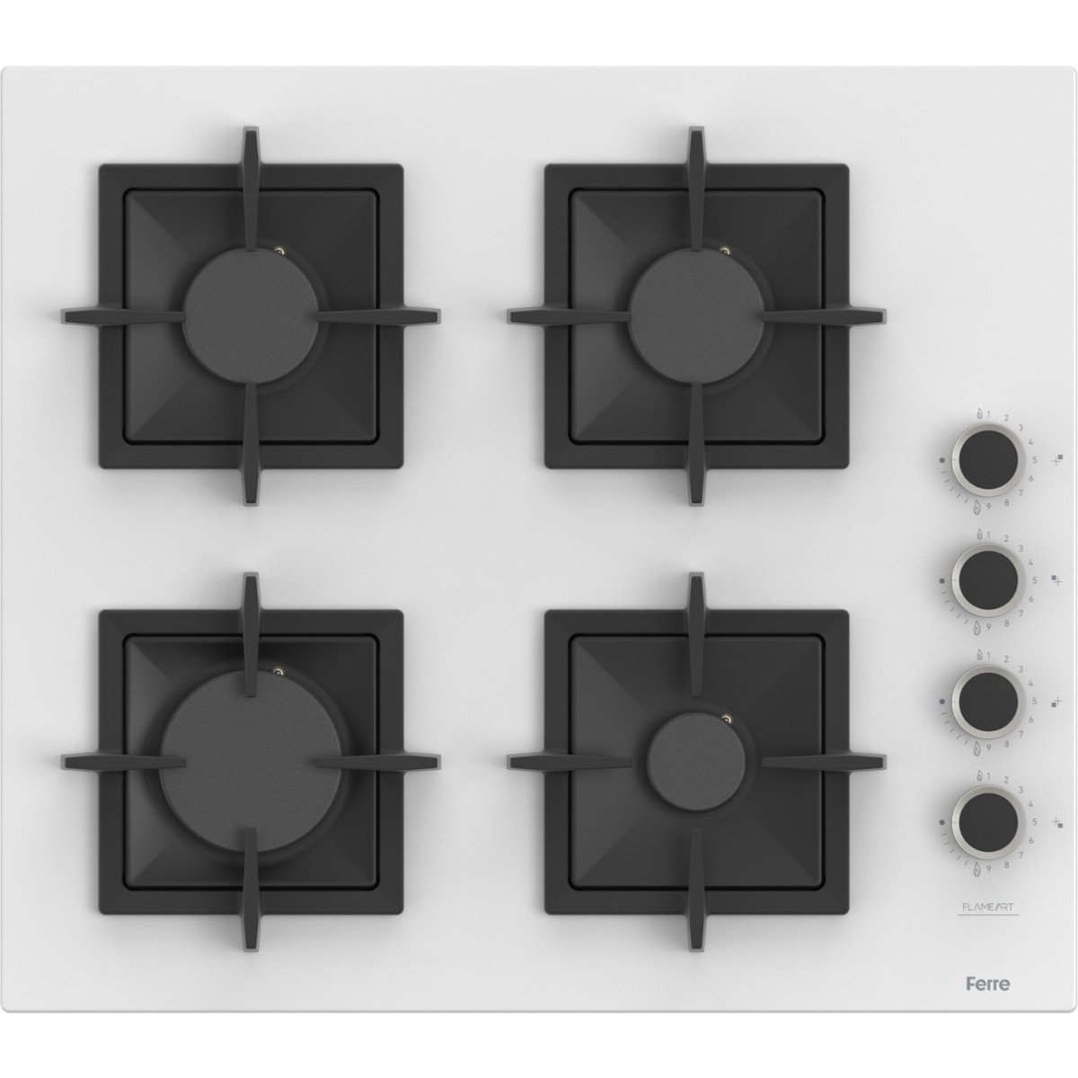 Ferre SC206 Beyaz Cam Ankastre Ocak (Döküm Izgara)