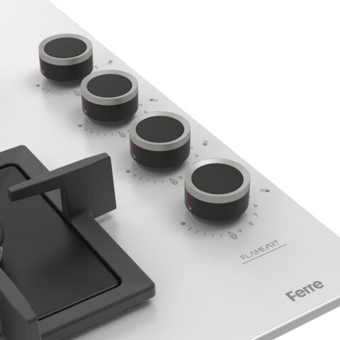 Ferre SC206 Beyaz Cam Ankastre Ocak (Döküm Izgara)