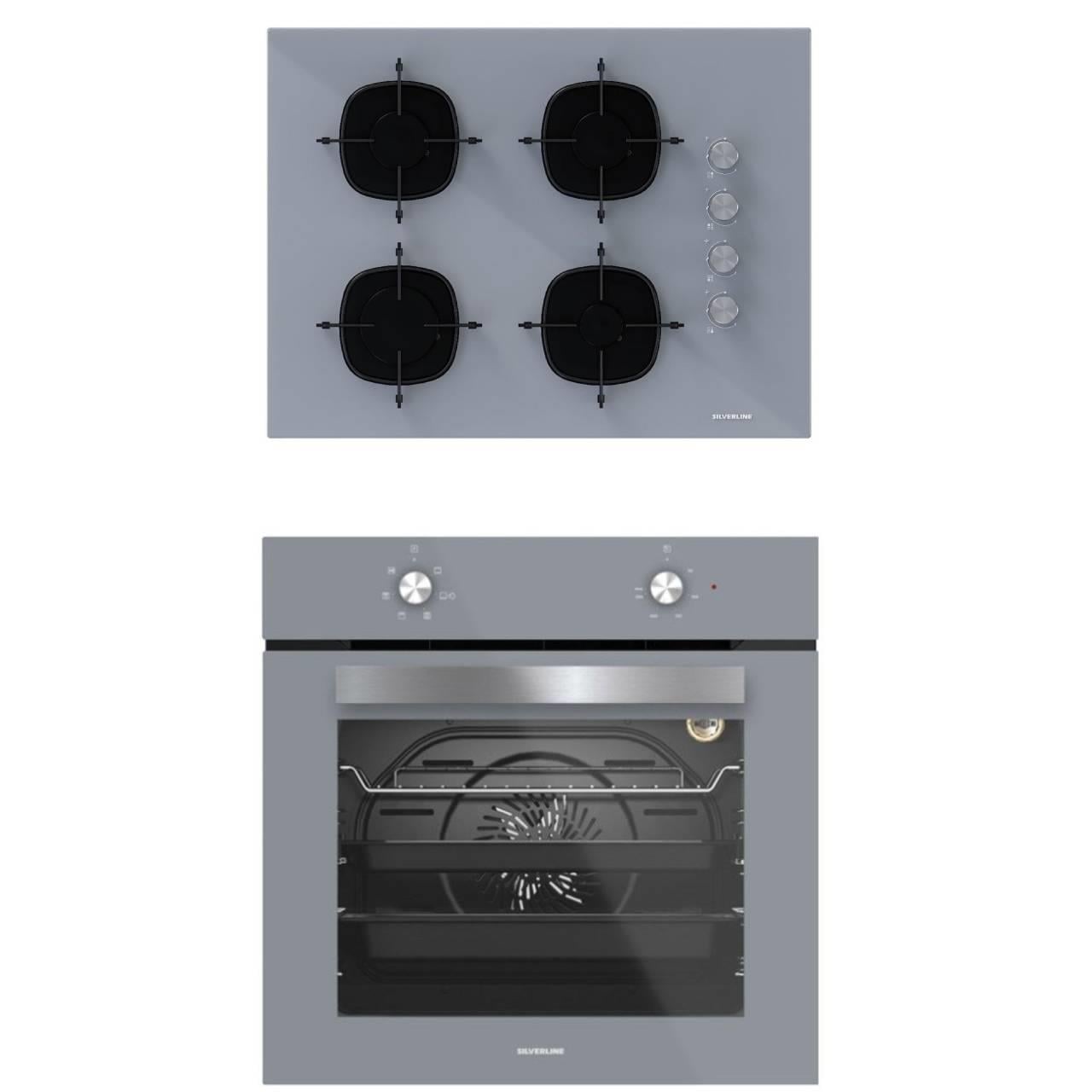 Silverline 2'li ikili Gri Cam Ankastre Set Cs5665S01 65cm Ocak - BO6501S01 Fırın