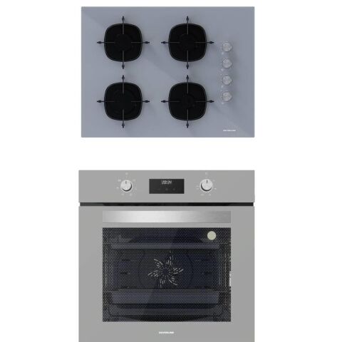 Silverline 2'li ikili Gri Cam Ankastre Set BO6502S02 Dijital Fırın - CS5665S01 65cm Cam Ocak