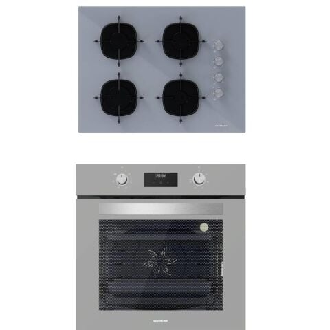 Silverline 2'li ikili Gri Cam Ankastre Set BO6502S02 Dijital Fırın - CS5665S01 65cm Cam Ocak
