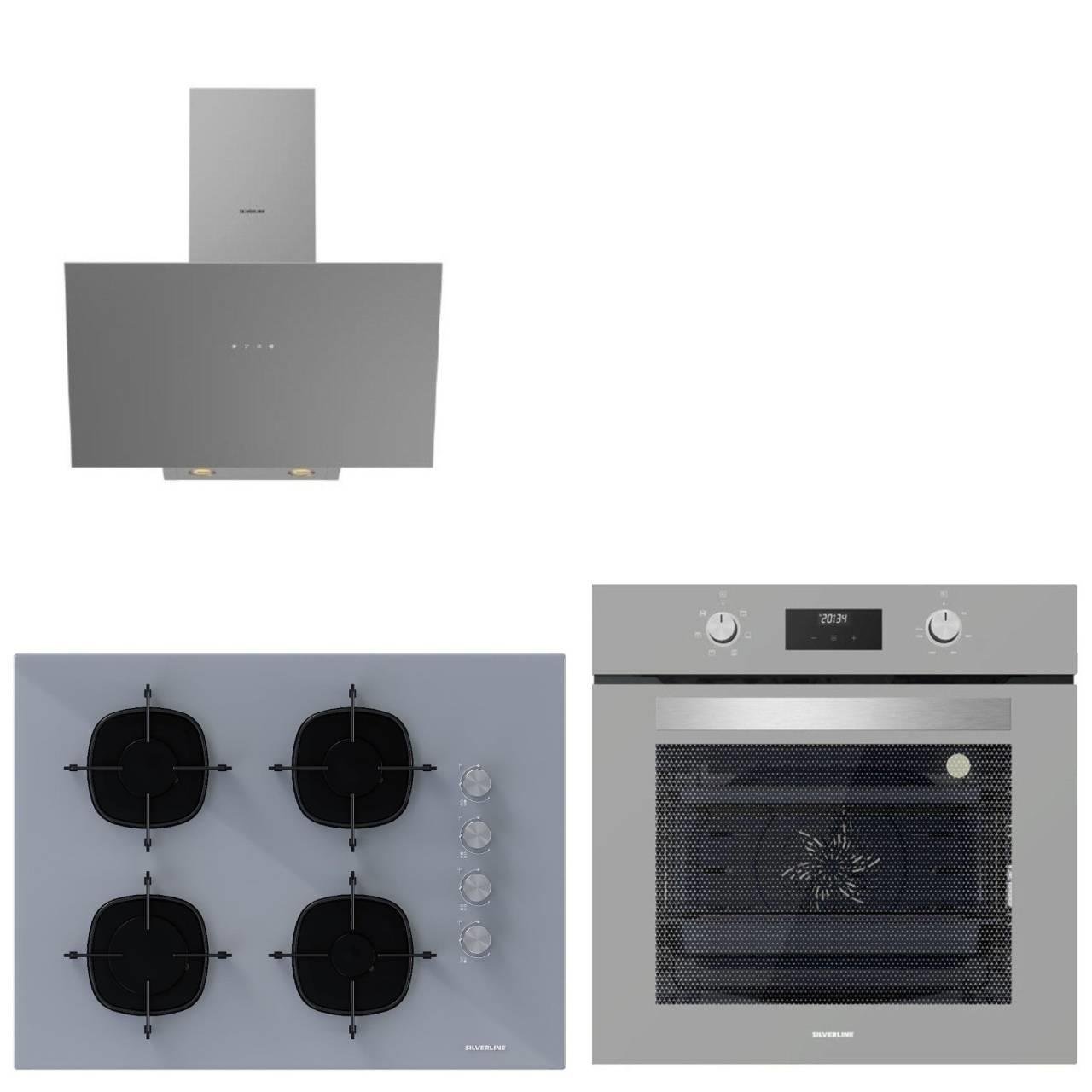 Silverline Gri Cam Ankastre Set 3481 - CS5665S01 65CM Ocak - BO6502S02 Turbo