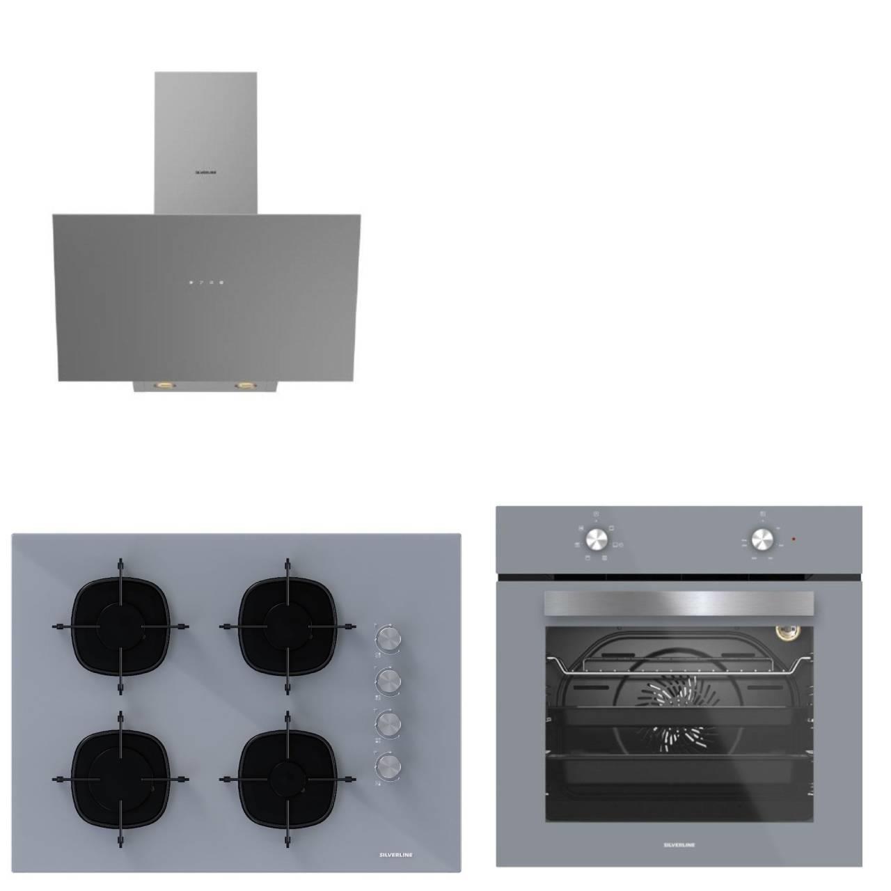 Silverline Gri Cam Ankastre Set 3481 - CS5665S01 65cm ocak -BO6501S01 Fırın