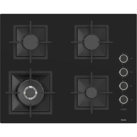Ferre SC405 65 cm Wok Gözlü Siyah Cam Ankastre Ocak (Döküm Izgara)