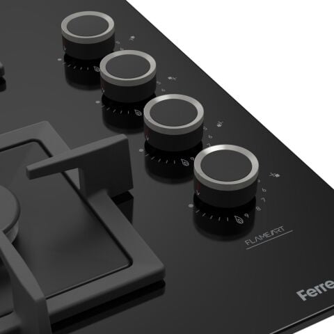 Ferre SC405 65 cm Wok Gözlü Siyah Cam Ankastre Ocak (Döküm Izgara)